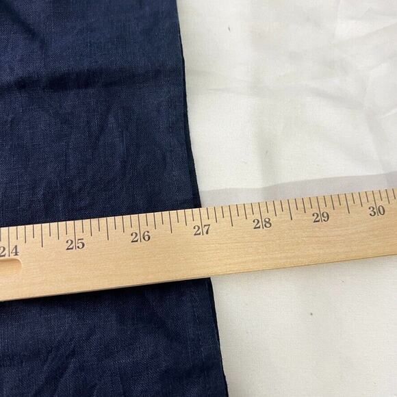 Talbots Navy Blue 100% Linen Embroidered Poncho V-neck Poncho Top L Women's - Picture 12 of 12